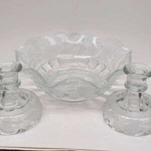 Westmoreland Glss Crystal Velvet PANELED GRAPE 3-Piece Console Bowl Set, U.S.A.